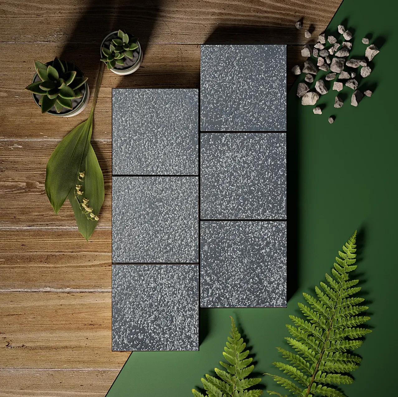 Bush Hammered Brushed Basalt Paving