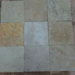 Indian Natural Stones Kota honey limestone paving slabs with natural texture for outdoor flooring and landscape applications.