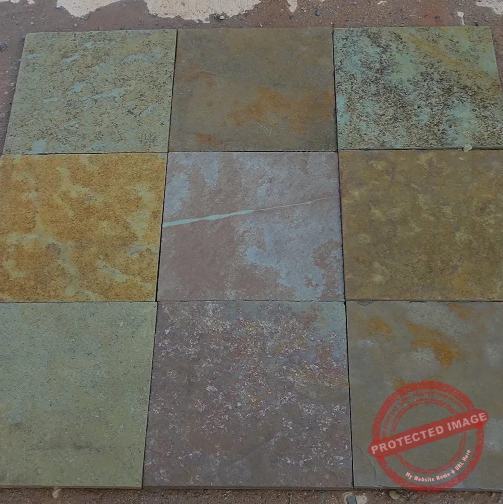 Indian Natural Stones Kota honey limestone paving slabs with natural texture for outdoor flooring and landscape applications.