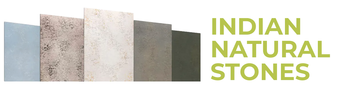 Indian Natural Stones logo with natural stone texture samples showcasing color and material range