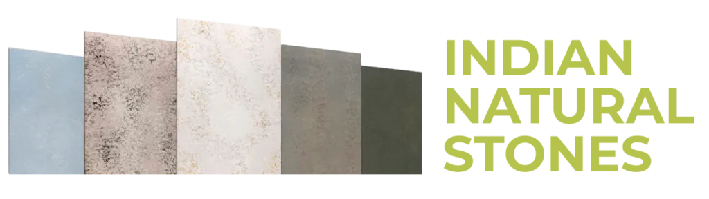 Indian Natural Stones logo with natural stone texture samples showcasing color and material range