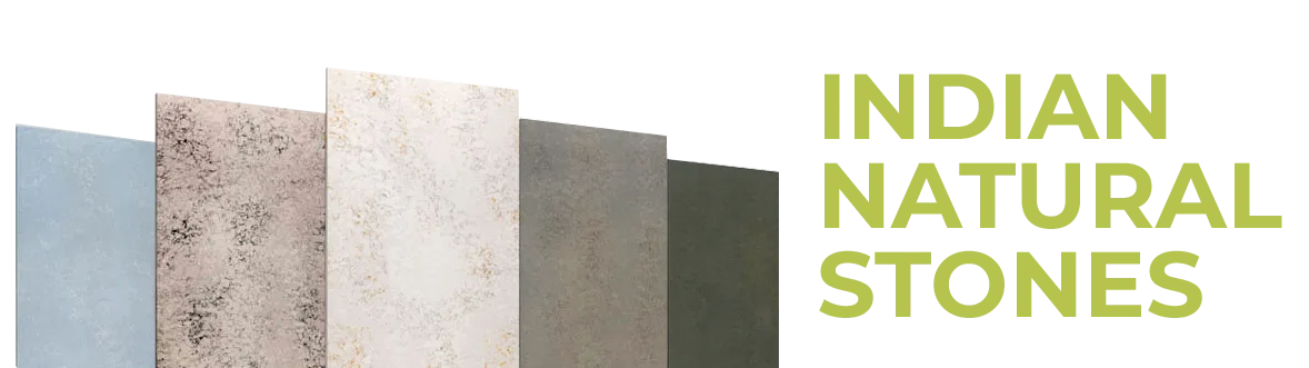 Indian Natural Stones logo with natural stone texture samples showcasing color and material range