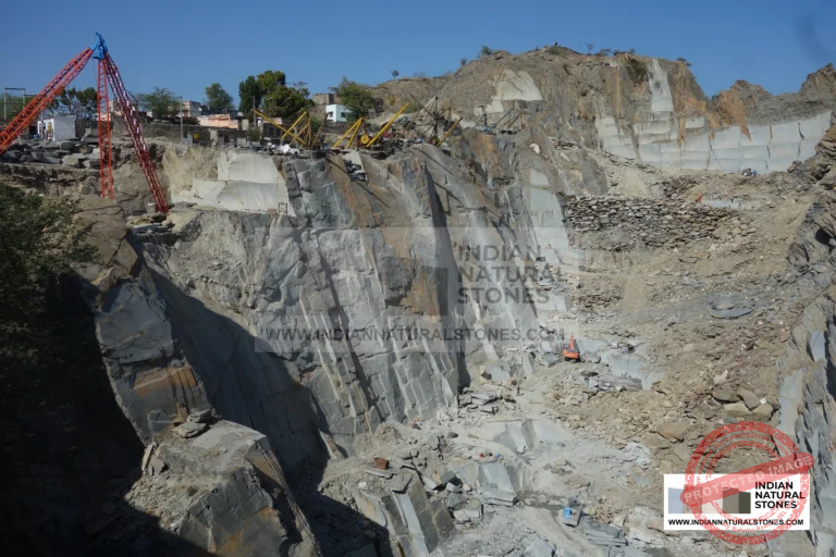 Indian slate quarry showcasing natural stone extraction and premium slate blocks