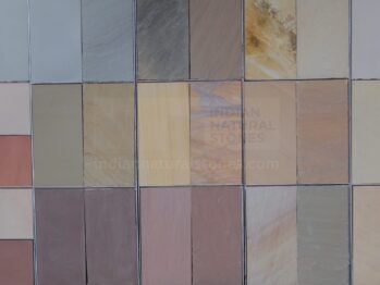 Sandstone paving collection by Indian Natural Stones showcasing a wide range of colors, finishes, and textures, highlighting the company's expertise as a leading sandstone paving exporter from India.