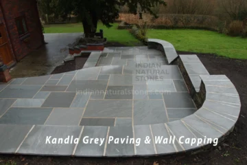 Natural Kandla Grey Indian Sandstone pathway installation showcasing durable and attractive landscaping solutions from Indian Natural Stones.