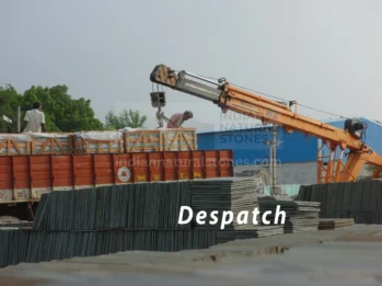 Natural stone despatch operations at Indian Natural Stones factory showcasing loading and shipment preparation for global exports