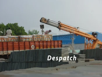 Natural stone despatch operations at Indian Natural Stones factory showcasing loading and shipment preparation for global exports