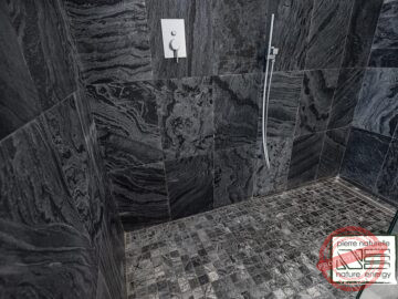 Ostrich Grey Slate Bathroom Tiles Ostrich grey slate stone bathroom wall and floor tiles installed by Indian Natural Stones