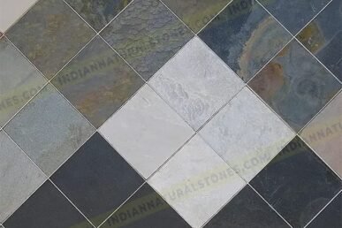 Multicolor natural stone floor tiles in diagonal pattern by Indian Natural Stones