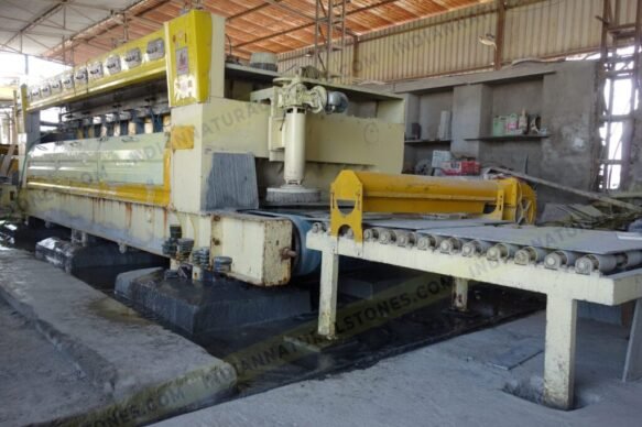 Natural stone processing and polishing machine at Indian Natural Stones manufacturing facility