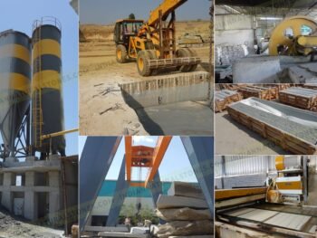 Manufacturing and quarry infrastructure of Indian Natural Stones, showcasing stone cutting machines, cranes, block handling, and processing facilities