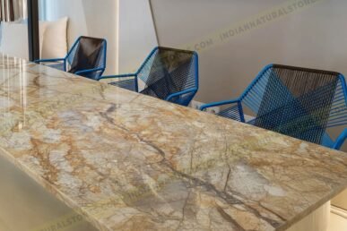 Polished marble and granite countertop installed in a modern interior by Indian Natural Stone, showcasing natural veining, premium stone finish, and elegant surface design for kitchens and workspaces.