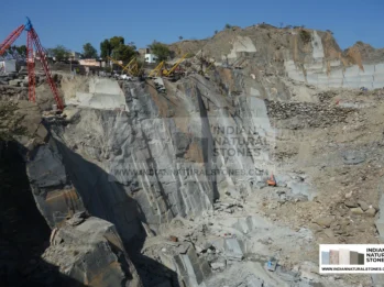 Indian slate quarry showcasing natural stone extraction and premium slate blocks