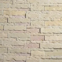 Light Beige natural sandstone ledger stone panels for interior and exterior wall cladding by Indian Natural Stones