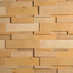 Golden beige natural stone ledger panels for decorative wall cladding by Indian Natural Stones