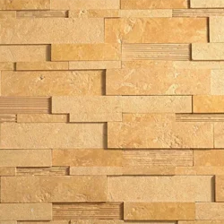 Golden beige natural stone ledger panels for decorative wall cladding by Indian Natural Stones