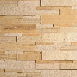 Golden beige natural stone ledger panels for decorative wall cladding by Indian Natural Stones