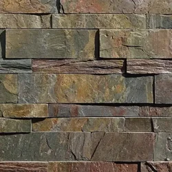 Natural multicolor slate ledger stone wall cladding panels with layered texture by Indian Natural Stones.