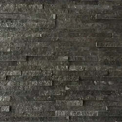 Dark charcoal natural ledger stone wall panels with textured finish by Indian Natural Stones