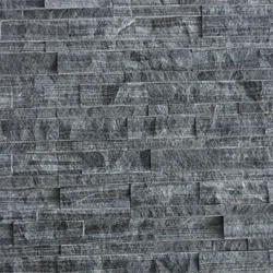 Dark grey natural slate ledger stone wall panels for textured wall cladding by Indian Natural Stones