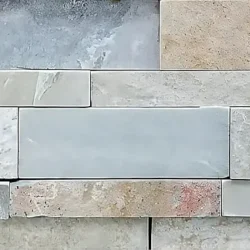 Light grey and beige natural slate ledger stone wall panels for modern wall cladding by Indian Natural Stones