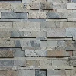 Natural grey and beige slate ledger stone panels for interior and exterior wall cladding by Indian Natural Stones