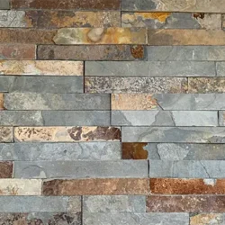 Multi color natural slate ledger stone panels for interior and exterior wall cladding by Indian Natural Stones