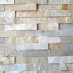 Light beige natural slate ledger stone wall panels for modern wall cladding by Indian Natural Stones