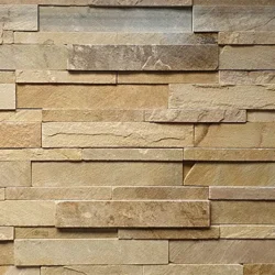 Beige natural sandstone ledger stone panels for interior and exterior wall cladding by Indian Natural Stones