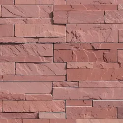 Natural red sandstone ledger stone wall panels with textured finish by Indian Natural Stones