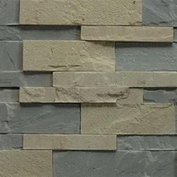 Natural grey and beige sandstone ledger stone wall cladding panels by Indian Natural Stones