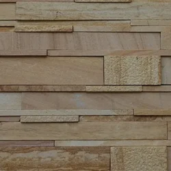 Beige and brown natural slate ledger stone wall panels for modern wall cladding by Indian Natural Stones