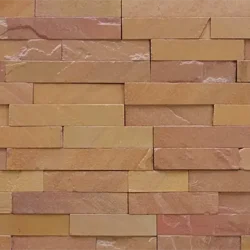 Natural warm peach sandstone ledger stone wall cladding panels by Indian Natural Stones