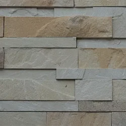 Natural beige sandstone ledger stone wall panels with textured surface by Indian Natural Stones
