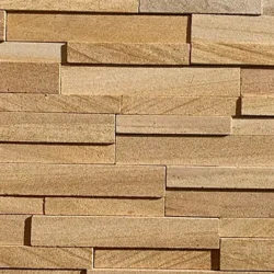 Golden beige natural stone ledger panels for decorative wall cladding by Indian Natural Stones