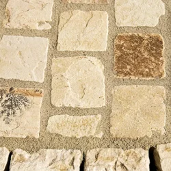 Natural Tint Mint cobblestone pavers in beige and brown colors with smooth finish for outdoor paving by Indian Natural Stones.