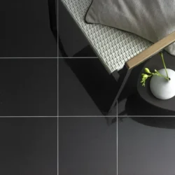 Black natural stone paving tiles with polished finish for modern outdoor and patio flooring by Indian Natural Stones