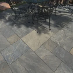 Black sandstone natural stone paving slabs for outdoor patio and walkway landscaping by Indian Natural Stones
