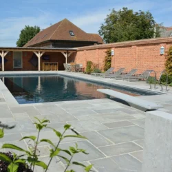 Kandla Grey natural stone paving poolside patio slabs for outdoor landscaping by Indian Natural Stones