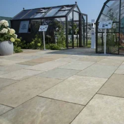 Kota Brown limestone natural stone paving slabs for outdoor patio and garden pathways by Indian Natural Stones