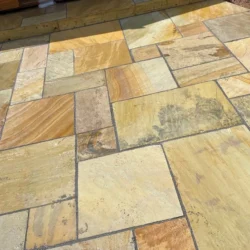 Mint Fossil sandstone natural stone paving patio slabs for outdoor landscaping by Indian Natural Stones