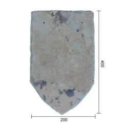 Rounded top slate roofing tile with pre-drilled holes for measurement by Indian Natural Stones