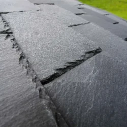 Close-up of natural slate roofing tiles installed by Indian Natural Stones