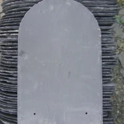 Rounded top slate roofing tile with pre-drilled holes by Indian Natural Stones