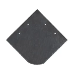 Natural slate roofing tile with angled top corners and fixing hole by Indian Natural Stones