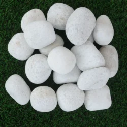 Decorative Super White Marble Polished Pebbles by Indian Natural Stones for water features and pathways