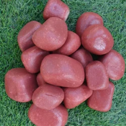 Polished Red Sandstone pebbles by Indian Natural Stones for garden and architectural use