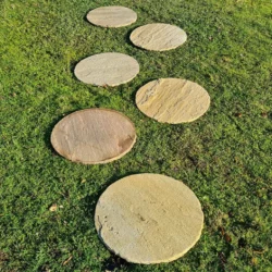 Natural fossil mint sandstone cobblestone paving in random pattern for outdoor flooring by Indian Natural Stones.