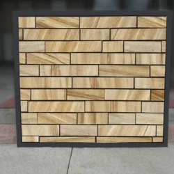 Teakwood finish 3D peel and stick stone wall panels by Indian Natural Stones