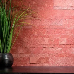 Agra Red color 3D peel and stick stone panels used for interior wall decor by Indian Natural Stones
